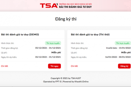 Thí sinh có thể đăng ký làm thử bài thi online Đánh giá tư duy của ĐH Bách khoa Hà Nội