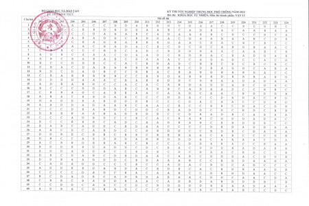 Đáp án chính thức môn Vật Lý thi tốt nghiệp THPT 2022 | FULL 24 MÃ ĐỀ
