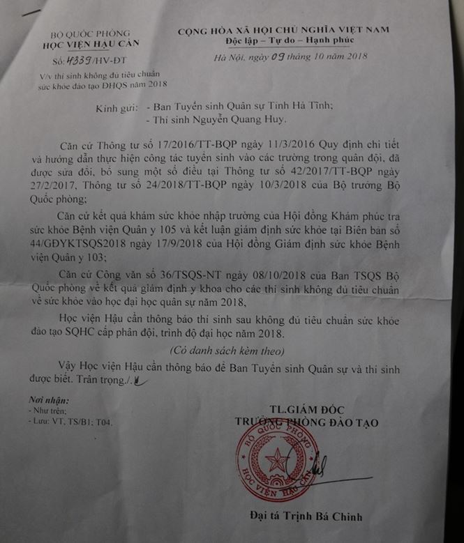 Ước mơ dang dở của nam sinh nghèo bị trường Học viện Hậu cần trả về - ảnh 1