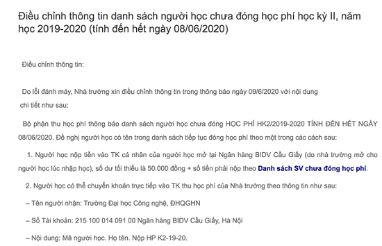 su that chuyen sinh vien dai hoc quoc gia ha noi chuyen nham gan 2 ty hoc phi dspl 2