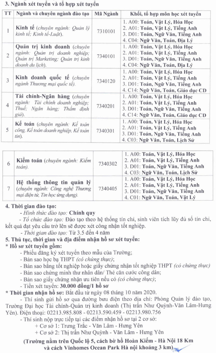 DH Tai Chinh-Quan Tri Kinh Doanh tuyen sinh dot 3 nam 2020