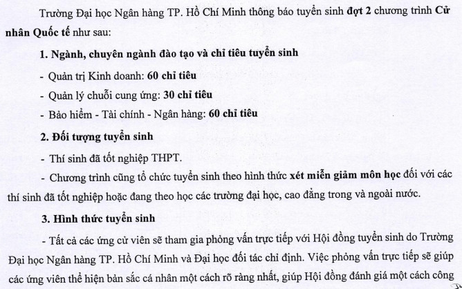 DH Ngan Hang TP.HCM tuyen sinh bo sung Cu nhan quoc te 2020