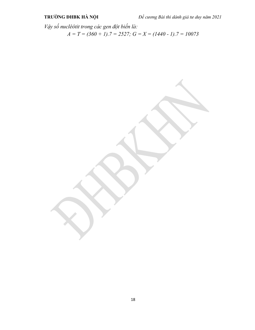 ĐỀ CƯƠNG ÔN TẬP BÀI THI KIỂM TRA TƯ DUY 2021