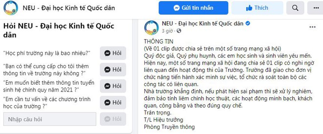 ĐH Kinh tế quốc dân phản hồi về clip nghi liên quan thi cử trong trường ảnh 1