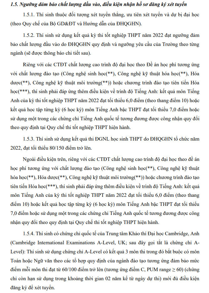 DH Khoa hoc Tu nhien - DHQGHN cong bo de an tuyen sinh nam 2022