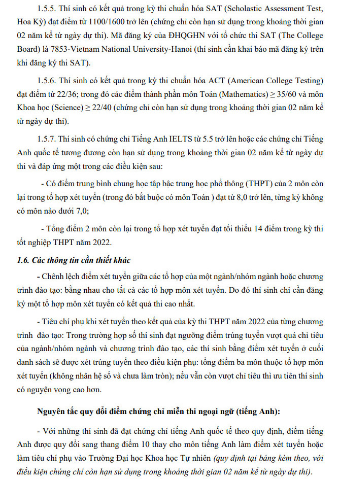 DH Khoa hoc Tu nhien - DHQGHN cong bo de an tuyen sinh nam 2022