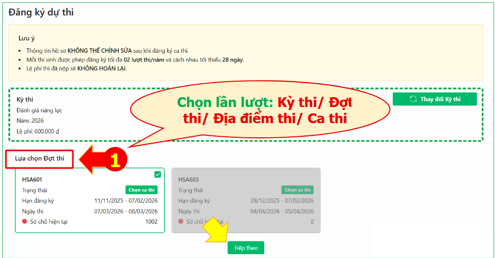 Hướng dẫn đăng ký HSA - Kỳ thi đánh giá năng lực ĐHQG Hà Nội
