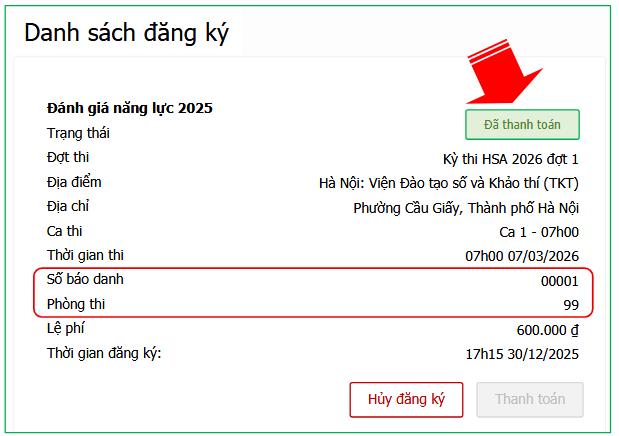 Hướng dẫn đăng ký HSA - Kỳ thi đánh giá năng lực ĐHQG Hà Nội