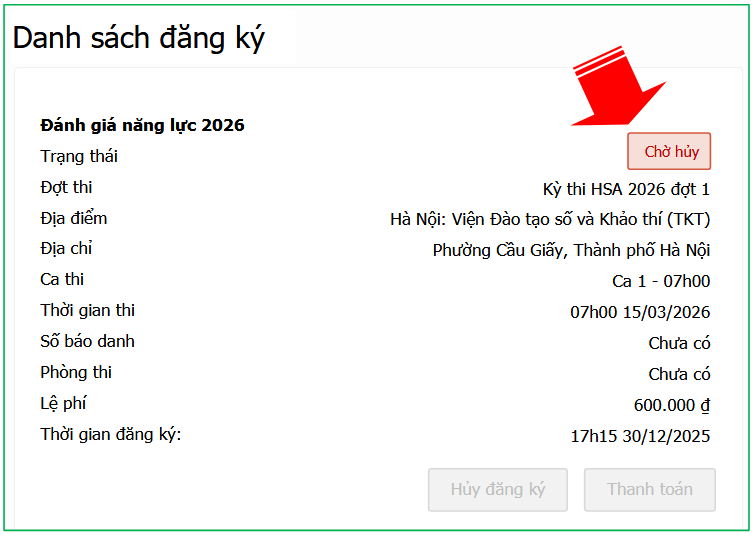 Hướng dẫn đăng ký HSA - Kỳ thi đánh giá năng lực ĐHQG Hà Nội